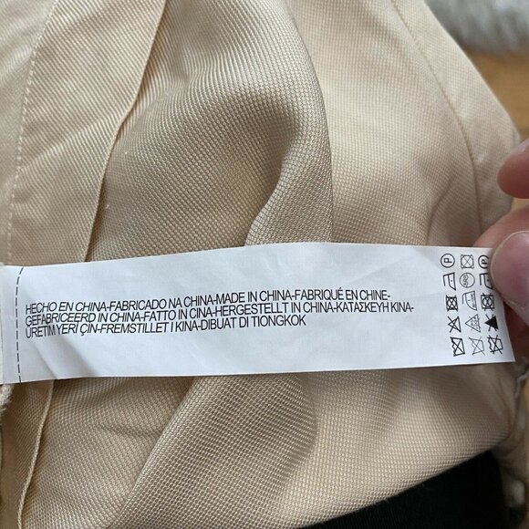 Zara Top Linen Blend Faux Fur Cuff High Neck Women's Size Small Old Money Mature - Picture 11 of 12